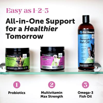 Show full view: Pet Honesty MultiVitamin Max-Strength Smoked Salmon Flavored Glucosamine Vitamins for Dogs, 90 count slide 8 of 12