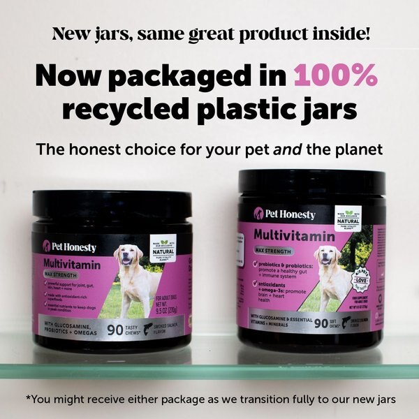 Pet Honesty MultiVitamin Max-Strength Smoked Salmon Flavored Glucosamine Vitamins for Dogs, 90 count