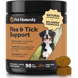 Pet Honesty Outdoor Defense Bacon Soft Chew Flea & Tick Repellent Supplement for Dogs, 90 count