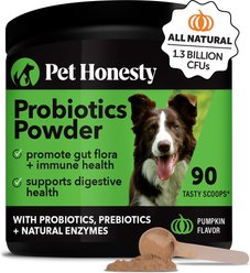 Pet Honesty Probiotics GI Pumpkin Flavored Digestive Powder for Dogs, 90 scoops