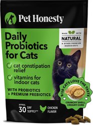 Pet Honesty Probiotics Gut + Immune Health Chicken Flavored Digestive Chews for Cats, 3.7-oz pouch