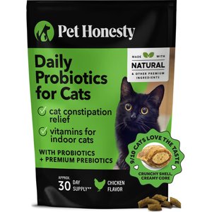 Pet Honesty Probiotics Gut + Immune Health Chicken Flavored Digestive Chews for Cats, 3.7-oz pouch
