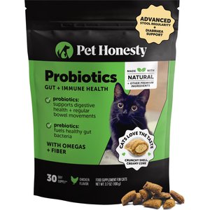 Pet Honesty Probiotics Gut + Immune Health Chicken Flavored Digestive Chews for Cats, 3.7-oz pouch