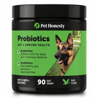 Pet Honesty Probiotics Gut + Immune Health with Prebiotics & Enzymes Duck Flavored Soft Chews Digestive Supplement for Dogs, 90 count slide 1 of 9