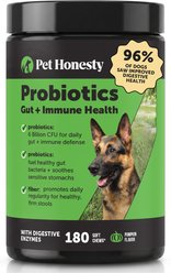 Pet Honesty Probiotics Gut + Immune Health with Prebiotics & Enzymes Pumpkin Flavored Soft Chews Digestive Supplement for Dogs, 180 count