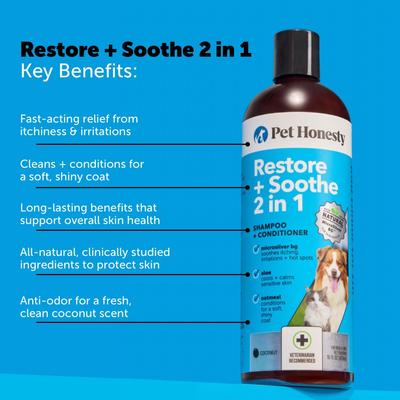 Show full view: Pet Honesty Restore + Soothe 2-in-1 Coconut Scented Dog & Cat Shampoo + Conditioner, 16-fl oz bottle slide 3 of 12
