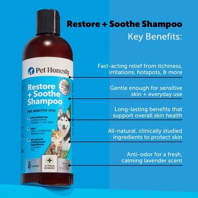 Show full view: Pet Honesty Restore + Soothe Lavender Scented Allergy Itchy Skin Relief Dog & Cat Shampoo, 12-fl oz bottle slide 4 of 13