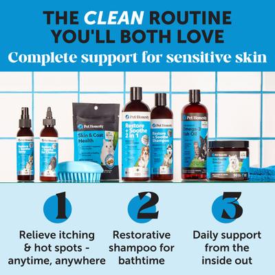 Show full view: Pet Honesty Restore + Soothe Lavender Scented Allergy Itchy Skin Relief Dog & Cat Shampoo, 12-fl oz bottle slide 9 of 13
