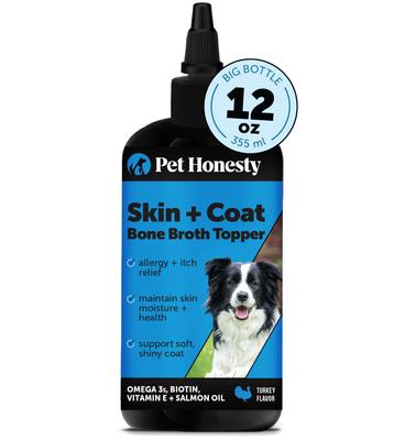 Show full view: Pet Honesty Salmon Oil Turkey Flavored Skin & Coat Health Liquid Supplement, Allergy Relief for Dogs, 12-fl oz bottle slide 1 of 10