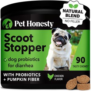 Pet Honesty Scoot Stopper Chicken Flavored Soft Chews Anal Gland Support Probiotics Supplement for Dogs, 90 count