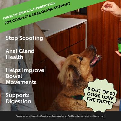 Show full view: Pet Honesty Scoot Stopper Chicken Flavored Soft Chews Anal Gland Support Probiotics Supplement for Dogs, 90 count slide 3 of 11