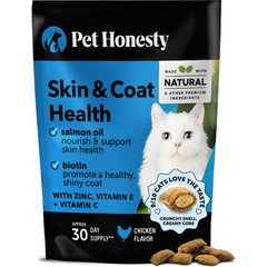 Pet Honesty Skin & Coat Health Chews Allergy Relief of Itchy Skin Supplement for Cats, 3.7-oz bag