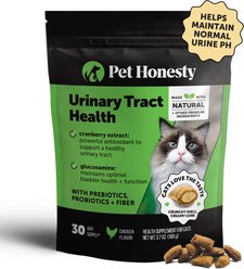 Pet Honesty Urinary Tract Health Chicken Flavored Dual Texture Chews with Cranberry for Cats, 3.7-oz pouch