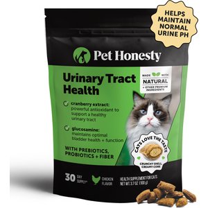 Pet Honesty Urinary Tract Health Chicken Flavored Dual Texture Chews with Cranberry for Cats, 3.7-oz pouch