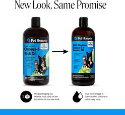 Pet Honesty Wild Alaskan Omega-3 + Salmon Oil & Pollock Oil Skin & Coat, Heart, Brain & Joint Support Liquid Supplement for Dogs & Cats, 32-fl oz bottle slide 2 of 9