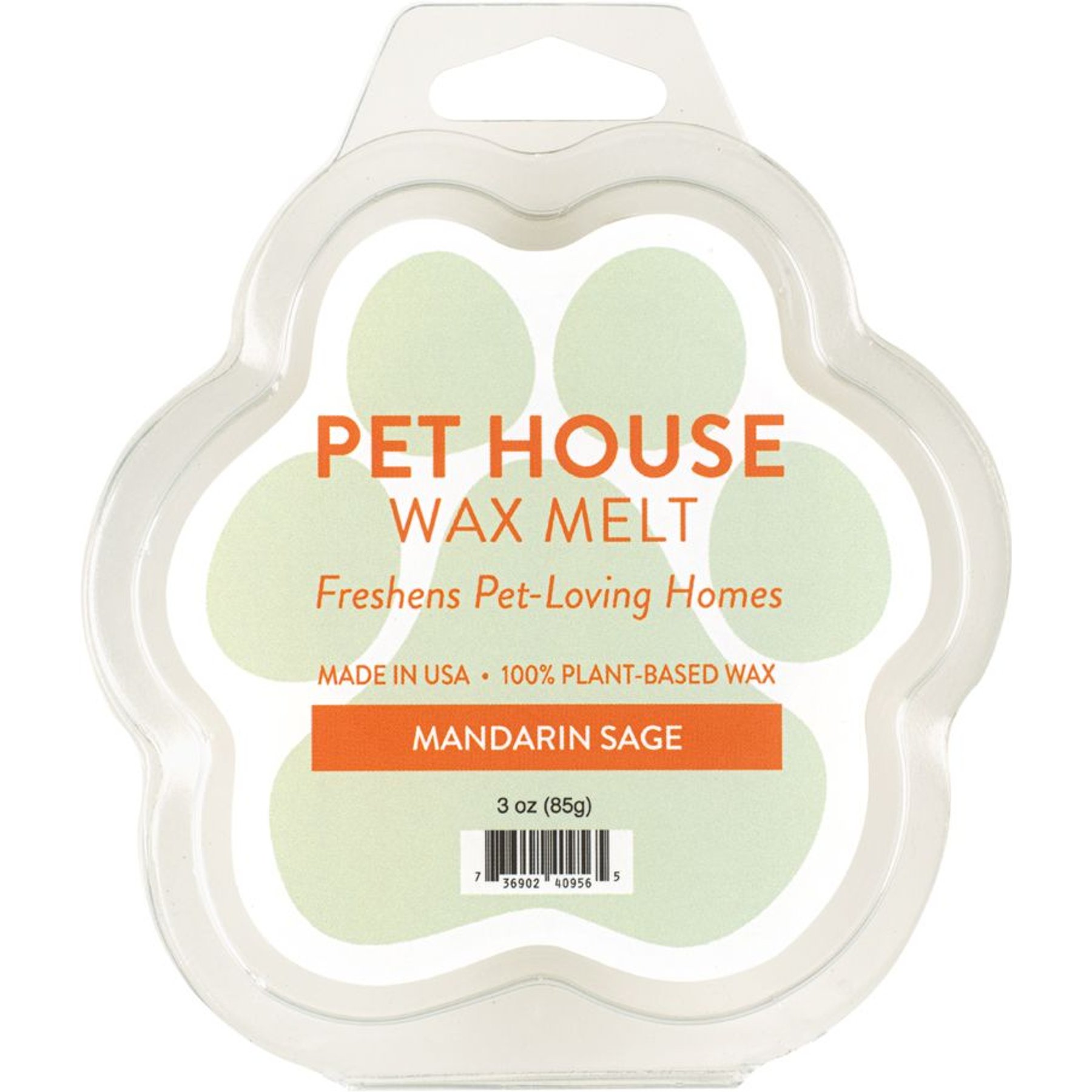 Pet House Mandarin Sage Natural Plant-Based Wax Melt, 3-oz
