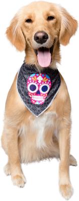 Show full view: Pet Krewe Glow-In-The-Dark Skull Pink & Black Bandana Dog Costume, One Size slide 1 of 6
