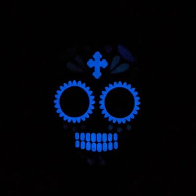 Show full view: Pet Krewe Glow-In-The-Dark Skull Pink & Black Bandana Dog Costume, One Size slide 4 of 6