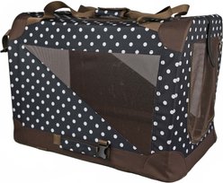 Pet Life 360° Vista View House Folding Zippered Dog Carrier, Dark Navy/Brown Polka, Large