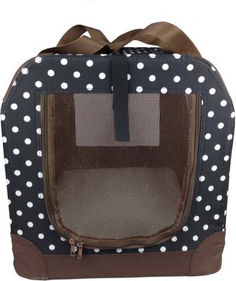 Show full view: Pet Life 360° Vista View House Folding Zippered Dog Carrier, Dark Navy/Brown Polka, Large slide 4 of 9