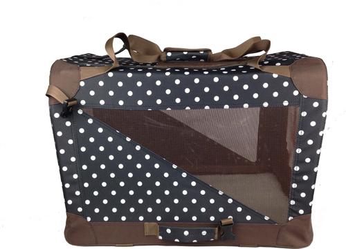 Show full view: Pet Life 360° Vista View House Folding Zippered Dog Carrier, Dark Navy/Brown Polka, Small slide 2 of 8