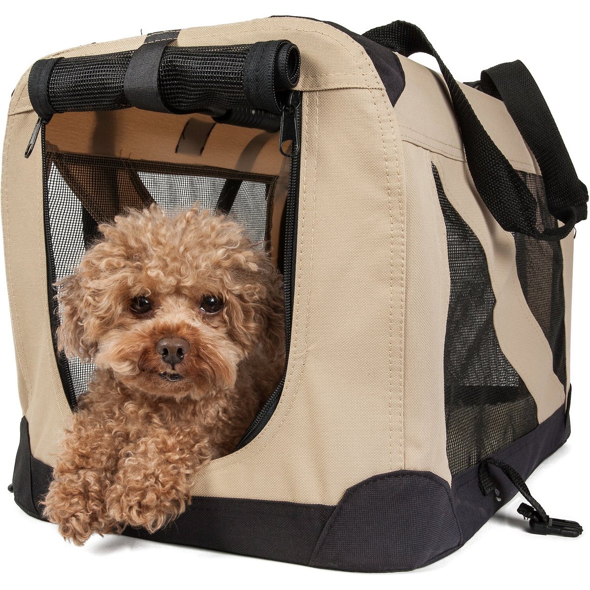 Pet Life 360° Vista View House Folding Zippered Dog Carrier, Khaki, X-Small