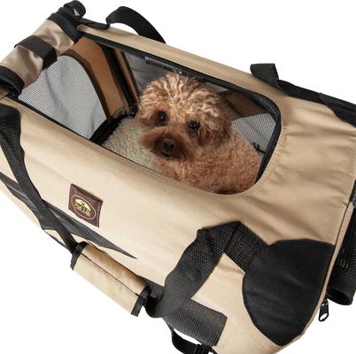 Show full view: Pet Life 360° Vista View House Folding Zippered Dog Carrier, Khaki, X-Small slide 3 of 10