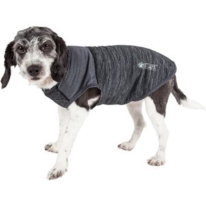 Pet Life Active Aero-Pawlse Heathered Quick-Dry 4-Way Stretch-Performance Dog T-Shirt, Black/Black, Large