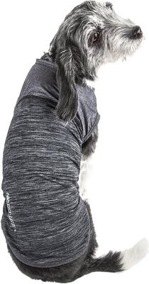 Show full view: Pet Life Active Aero-Pawlse Heathered Quick-Dry 4-Way Stretch-Performance Dog T-Shirt, Black/Black, Large slide 4 of 11