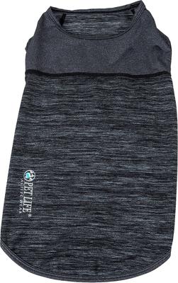 Show full view: Pet Life Active Aero-Pawlse Heathered Quick-Dry 4-Way Stretch-Performance Dog T-Shirt, Black/Black, Large slide 5 of 11