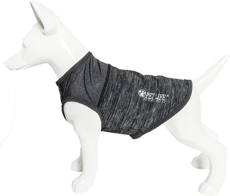 Show full view: Pet Life Active Aero-Pawlse Heathered Quick-Dry 4-Way Stretch-Performance Dog T-Shirt, Black/Black, Large slide 8 of 11