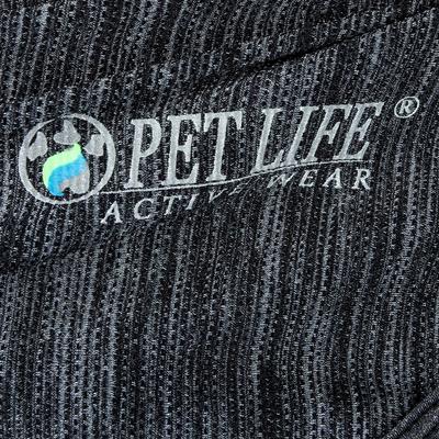 Show full view: Pet Life Active Aero-Pawlse Heathered Quick-Dry 4-Way Stretch-Performance Dog T-Shirt, Black/Black, Large slide 9 of 11