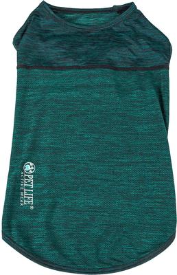 Show full view: Pet Life Active Aero-Pawlse Heathered Quick-Dry 4-Way Stretch-Performance Dog T-Shirt, Green, Large slide 5 of 11