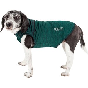 Pet Life Active Aero-Pawlse Heathered Quick-Dry 4-Way Stretch-Performance Dog T-Shirt, Green, Medium