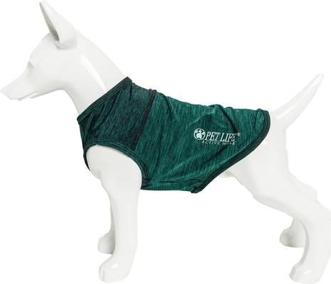 Show full view: Pet Life Active Aero-Pawlse Heathered Quick-Dry 4-Way Stretch-Performance Dog T-Shirt, Green, Medium slide 7 of 10