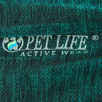 Show full view: Pet Life Active Aero-Pawlse Heathered Quick-Dry 4-Way Stretch-Performance Dog T-Shirt, Green, Medium slide 8 of 10