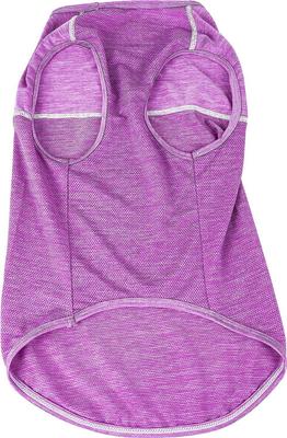 Show full view: Pet Life Active Aero-Pawlse Heathered Quick-Dry 4-Way Stretch-Performance Dog T-Shirt, Maroon/Purple, Medium slide 5 of 10