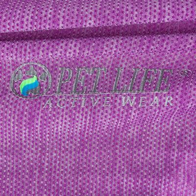 Show full view: Pet Life Active Aero-Pawlse Heathered Quick-Dry 4-Way Stretch-Performance Dog T-Shirt, Maroon/Purple, Medium slide 8 of 10