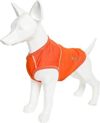 Show full view: Pet Life Active Aero-Pawlse Heathered Quick-Dry 4-Way Stretch-Performance Dog T-Shirt, Orange, Medium slide 7 of 11