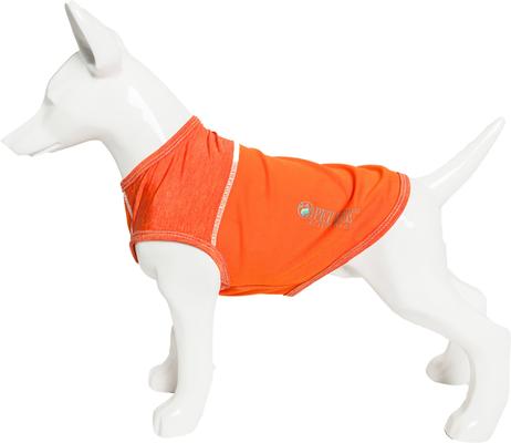 Show full view: Pet Life Active Aero-Pawlse Heathered Quick-Dry 4-Way Stretch-Performance Dog T-Shirt, Orange, Medium slide 8 of 11