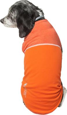 Show full view: Pet Life Active Aero-Pawlse Heathered Quick-Dry 4-Way Stretch-Performance Dog T-Shirt, Orange, Small slide 3 of 10