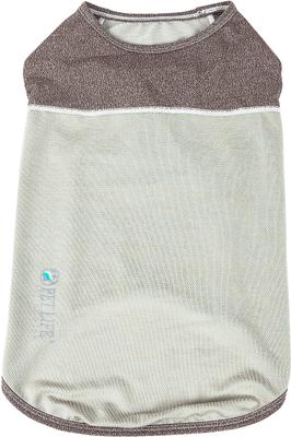 Show full view: Pet Life Active Aero-Pawlse Heathered Quick-Dry 4-Way Stretch-Performance Dog T-Shirt, Tan/Brown, Medium slide 4 of 10