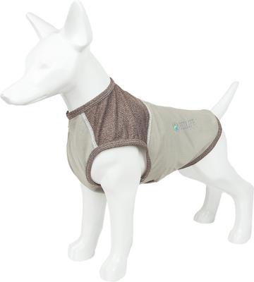 Show full view: Pet Life Active Aero-Pawlse Heathered Quick-Dry 4-Way Stretch-Performance Dog T-Shirt, Tan/Brown, Medium slide 6 of 10