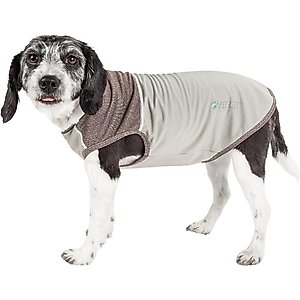 Pet Life Active Aero-Pawlse Heathered Quick-Dry 4-Way Stretch-Performance Dog T-Shirt, Tan/Brown, X-Small