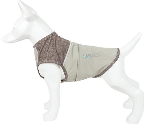 Show full view: Pet Life Active Aero-Pawlse Heathered Quick-Dry 4-Way Stretch-Performance Dog T-Shirt, Tan/Brown, X-Small slide 7 of 10