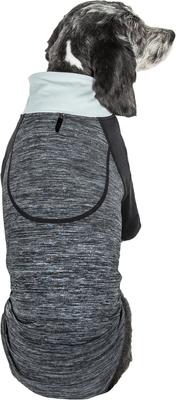 Show full view: Pet Life Active Chewitt Wagassy 4-Way Stretch Performance Long Sleeve Dog T-Shirt, Black, Medium slide 3 of 9