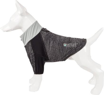 Show full view: Pet Life Active Chewitt Wagassy 4-Way Stretch Performance Long Sleeve Dog T-Shirt, Black, Medium slide 7 of 9