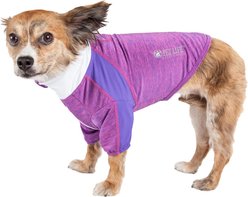 Pet Life Active Chewitt Wagassy 4-Way Stretch Performance Long Sleeve Dog T-Shirt, Lavender, X-Small