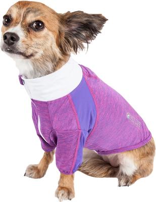 Show full view: Pet Life Active Chewitt Wagassy 4-Way Stretch Performance Long Sleeve Dog T-Shirt, Lavender, X-Small slide 2 of 9
