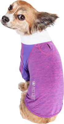 Show full view: Pet Life Active Chewitt Wagassy 4-Way Stretch Performance Long Sleeve Dog T-Shirt, Lavender, X-Small slide 3 of 9